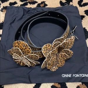 Anne Fontaine Statement Leather Double FlowerBelt